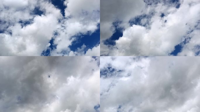 天空浓密飘动云朵延时摄影飞机掠过