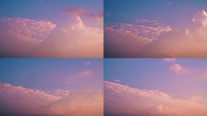 粉色天空云朵延时小清新云层傍晚云彩晚紫霞