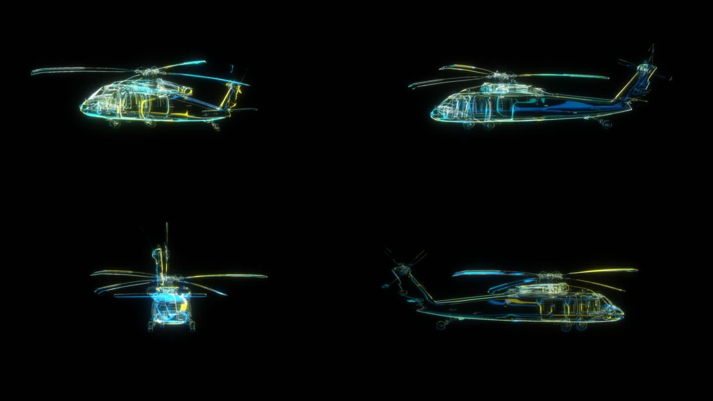 朋克风全息直升机透明通道素材