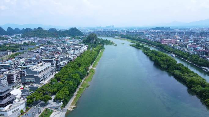 桂林市区航拍漓江风景城市风光