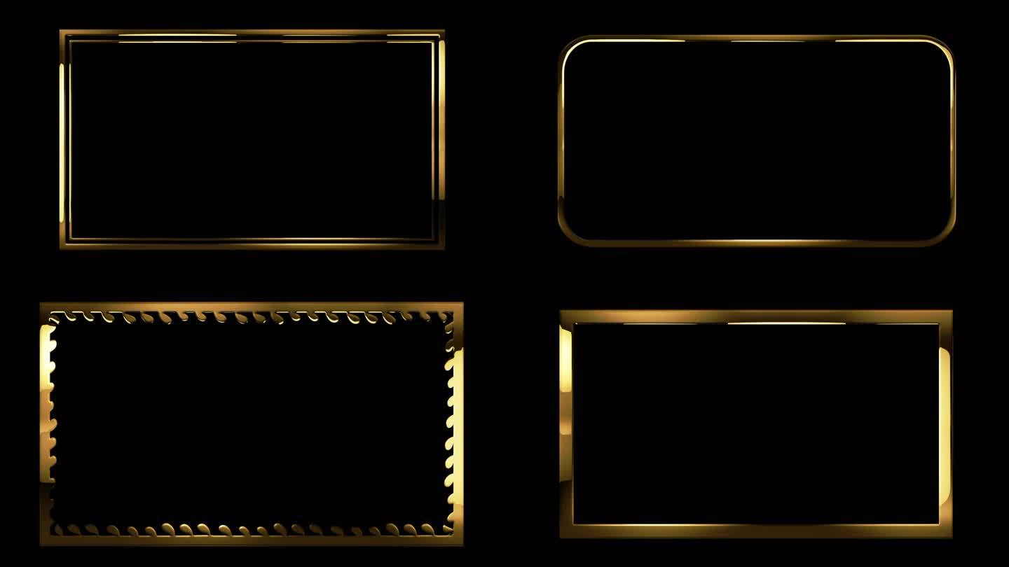 4k金边框包装素材4种文字栏图片框