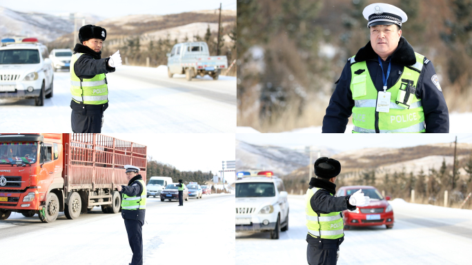 雪天交警指挥交通