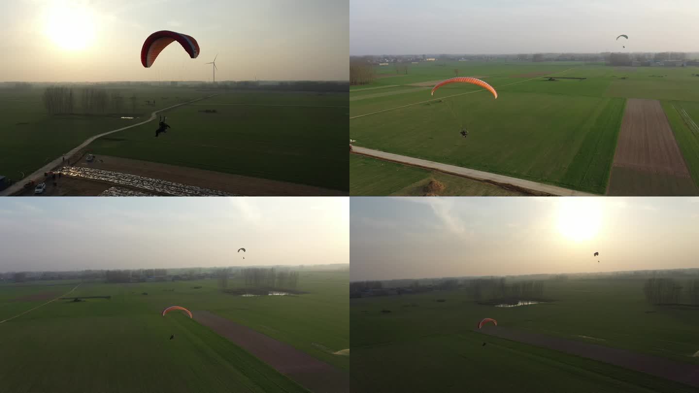 动力滑翔伞飞行航拍