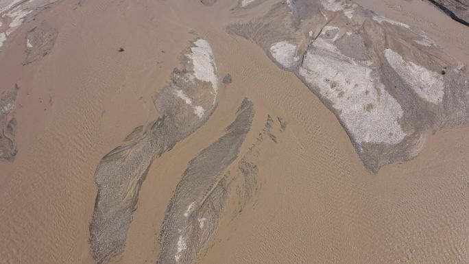 俯拍沙河水流