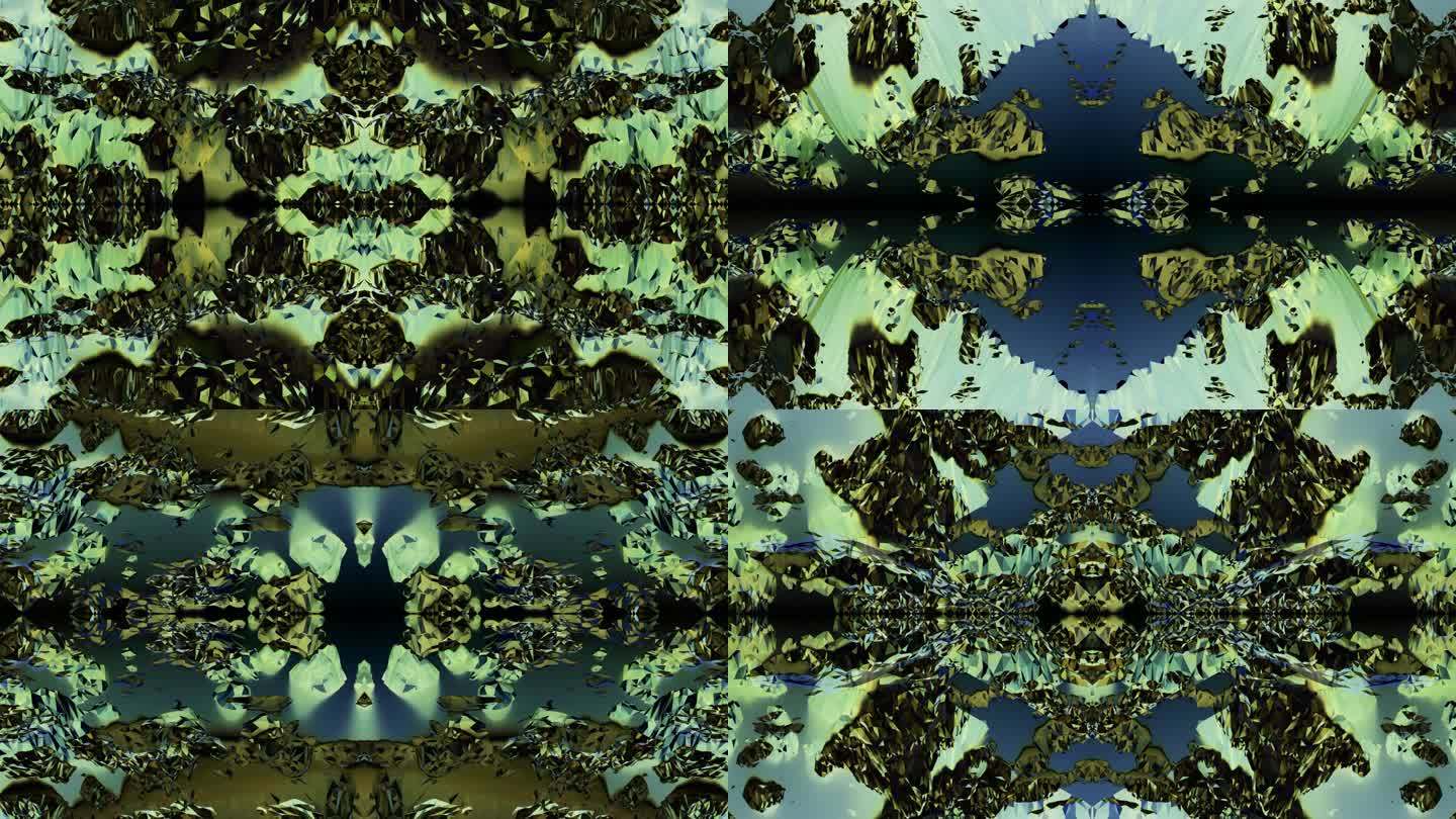 【4K时尚背景】绿野丛林镜像万花筒视觉系
