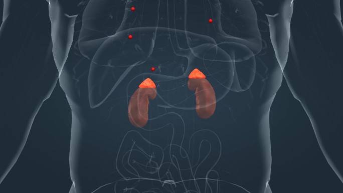 全息透明人体肾脏肾上腺内分泌系统三维动画