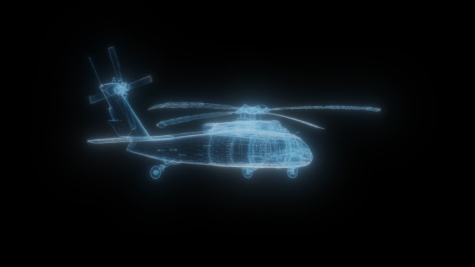 透视全息HUD直升飞机透明通道素材