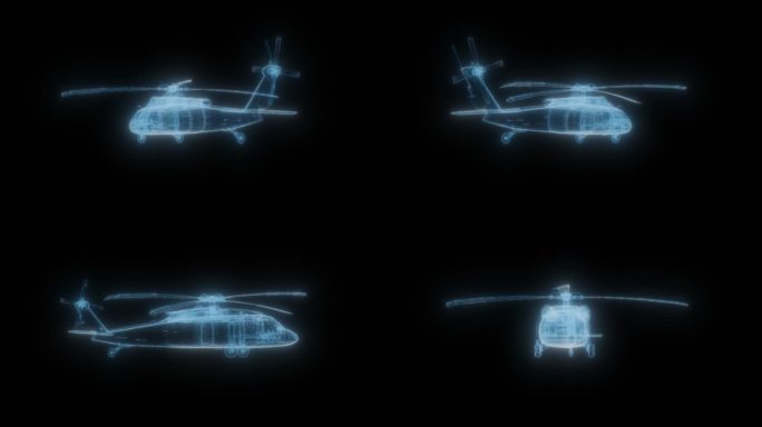 透视全息HUD直升飞机透明通道素材