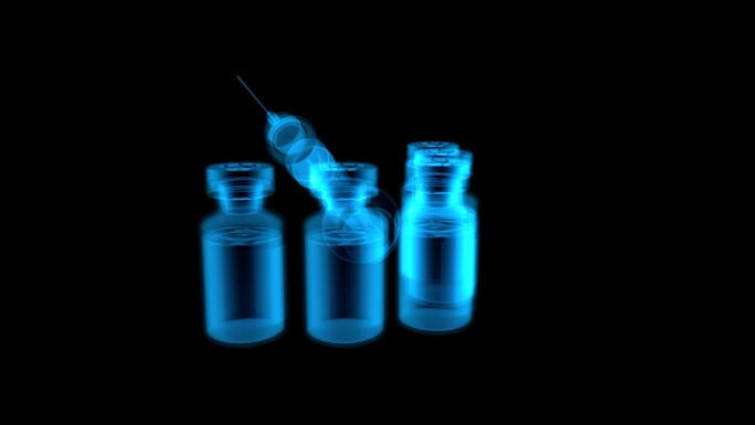 蓝色全息科技疫苗瓶素材带通道