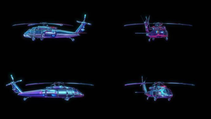 赛博朋克元宇宙直升飞机透明通道素材