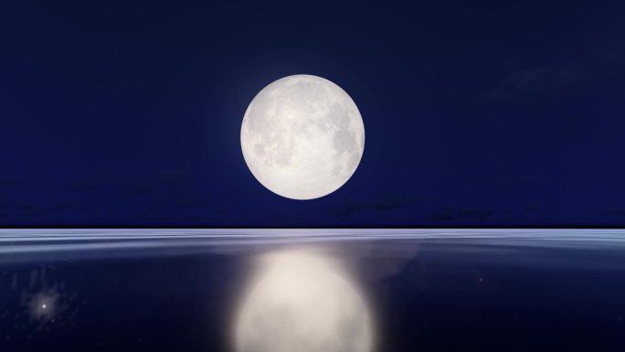 月亮水面倒影十五赏月夜景月色相识相遇缘分
