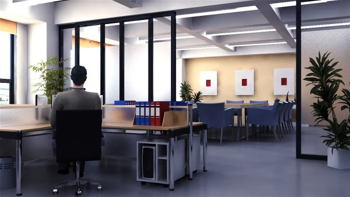 三维动画-办公室 写字楼 办公场景