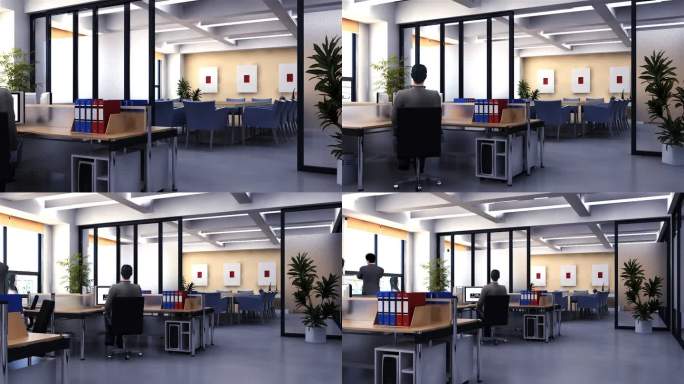 三维动画-办公室 写字楼 办公场景