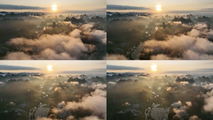 航拍广西云海日出