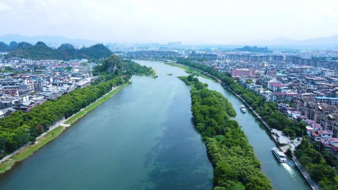 桂林市区航拍漓江风景城市风光