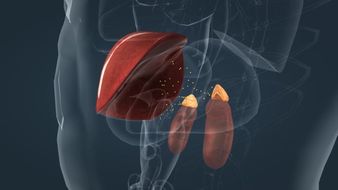 肾上腺 肝脏 肝叶 肝胆 医学三维动画