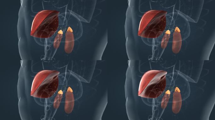 肾上腺 肝脏 肝叶 肝胆 医学三维动画