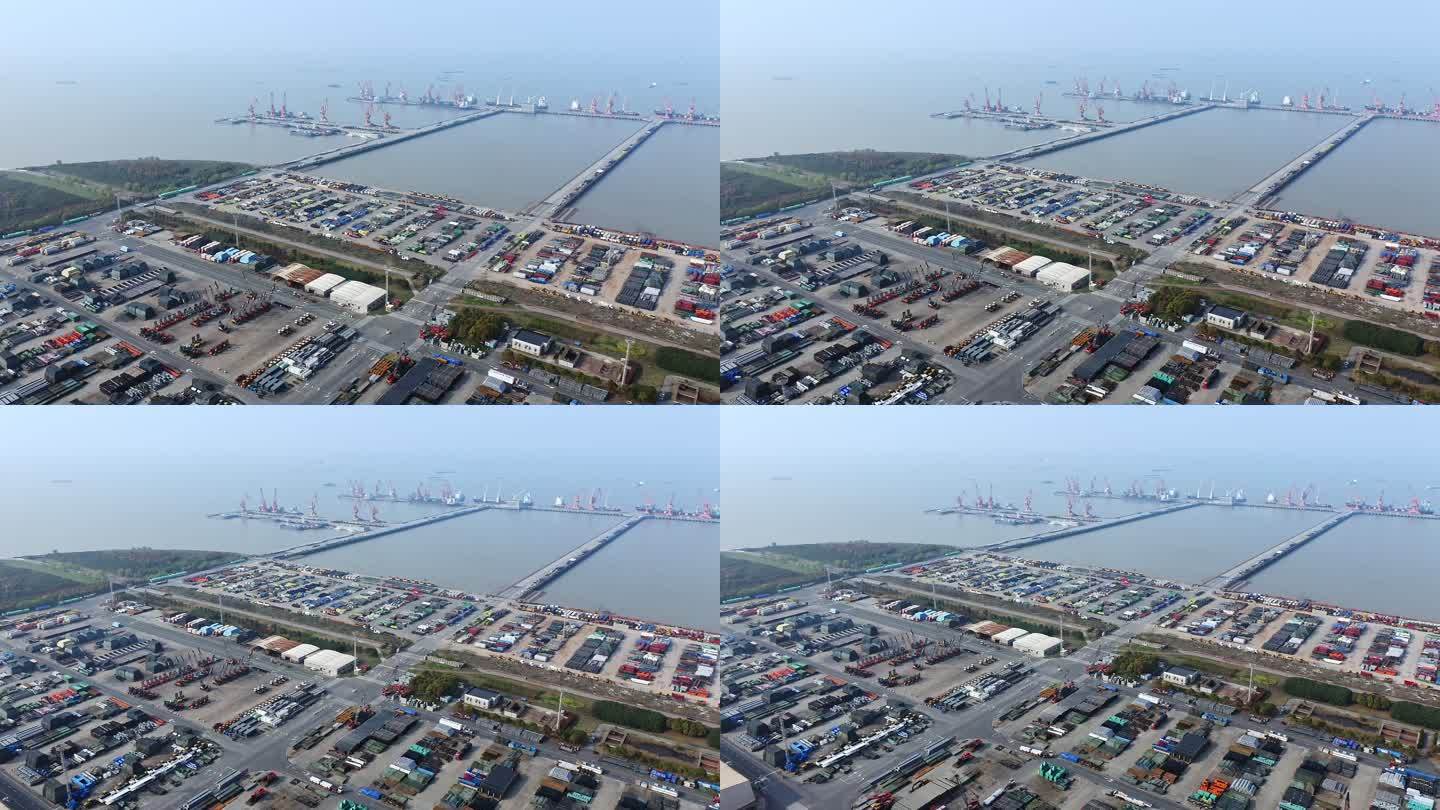 中国工业发展航拍上海罗泾矿石码头工厂