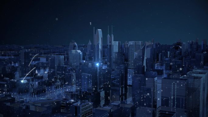 5g大数据科技城市光线穿梭智慧城市点线连
