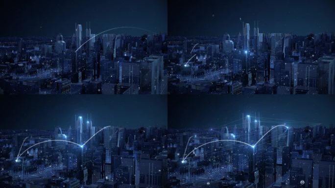 5g大数据科技城市光线穿梭智慧城市点线连