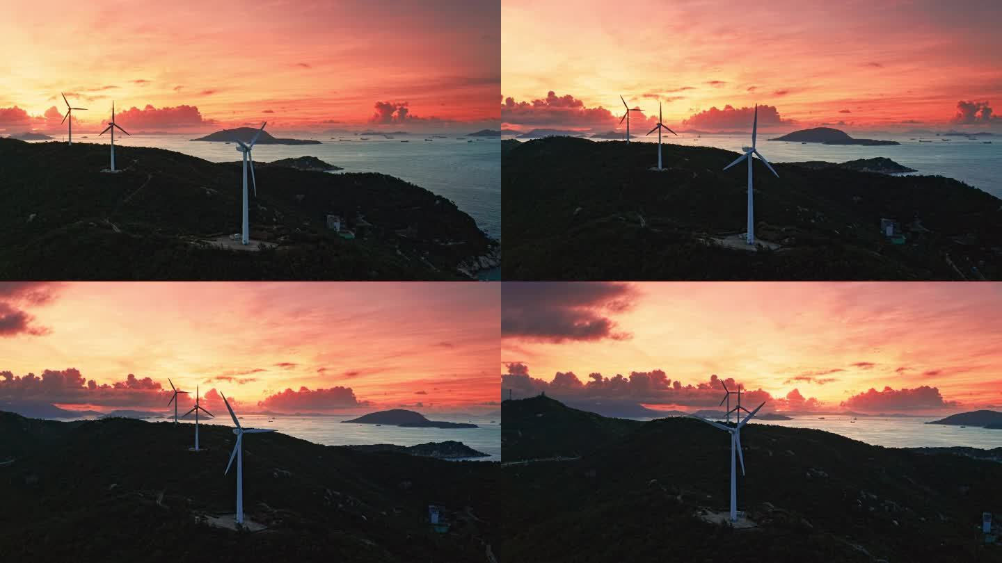 海边风力发电航拍4k