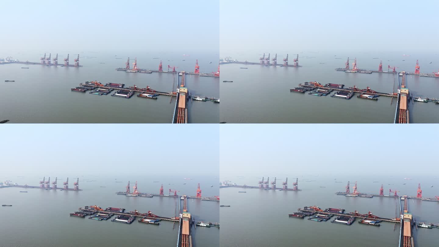 航拍上海罗泾矿石码头