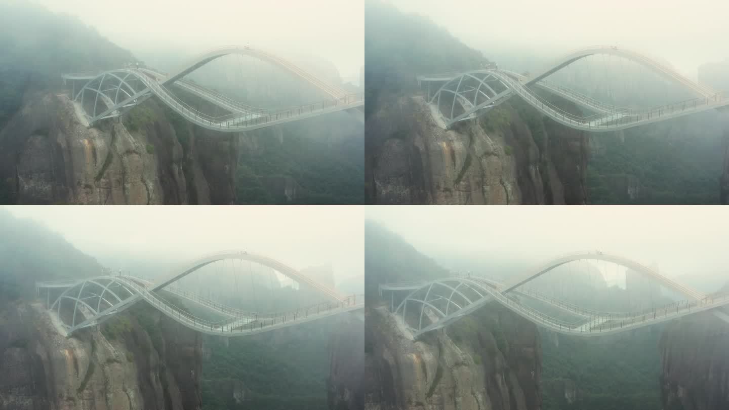 浙江台州仙居神仙居景区如意桥风光4K航拍