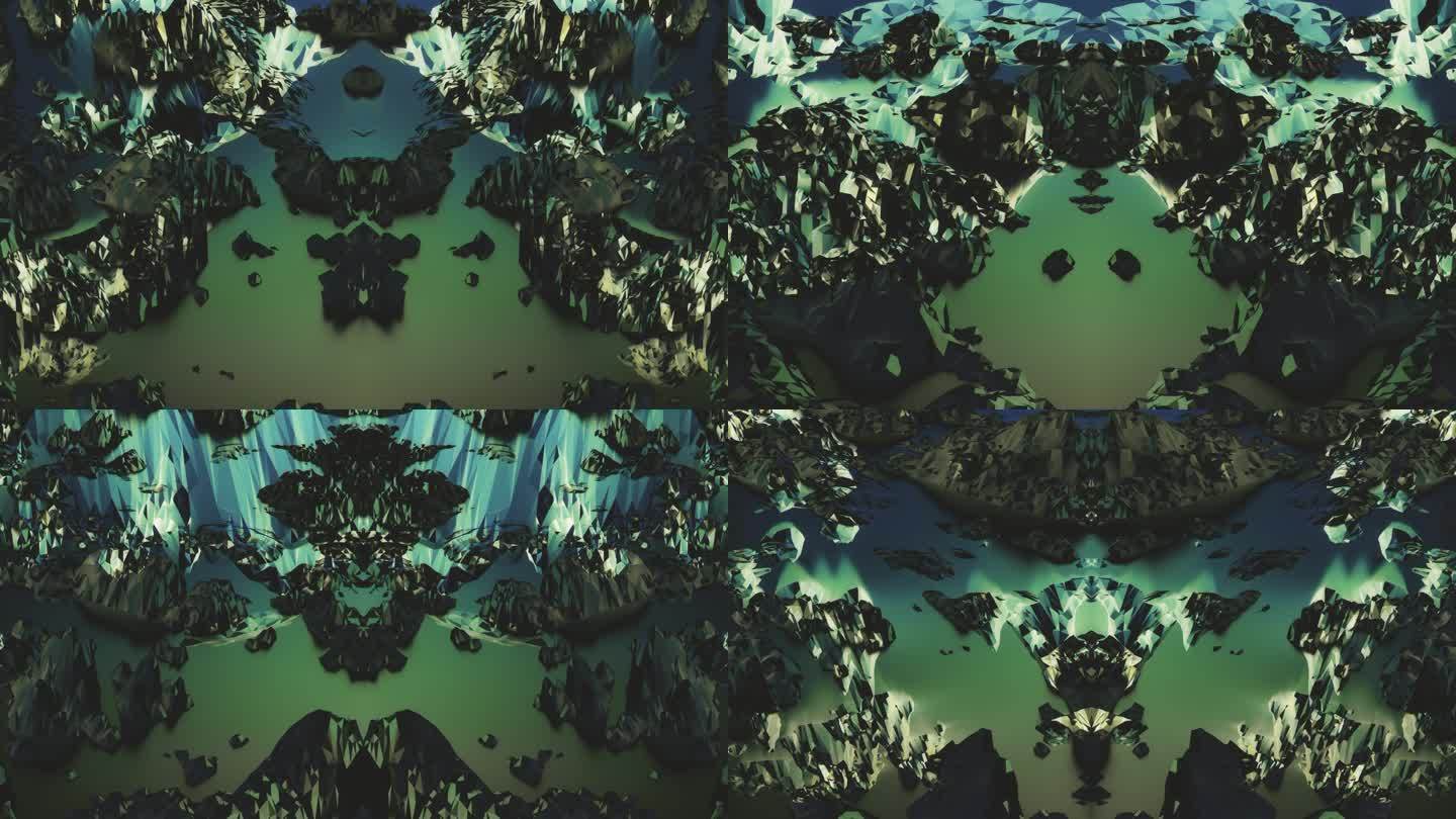【4K时尚背景】绿野丛林对称空间花纹几何