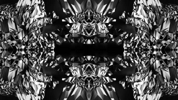 【4K时尚背景】黑白几何镜像万花筒光影秀