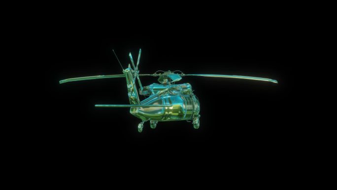 赛博朋克元宇宙直升飞机透明通道素材