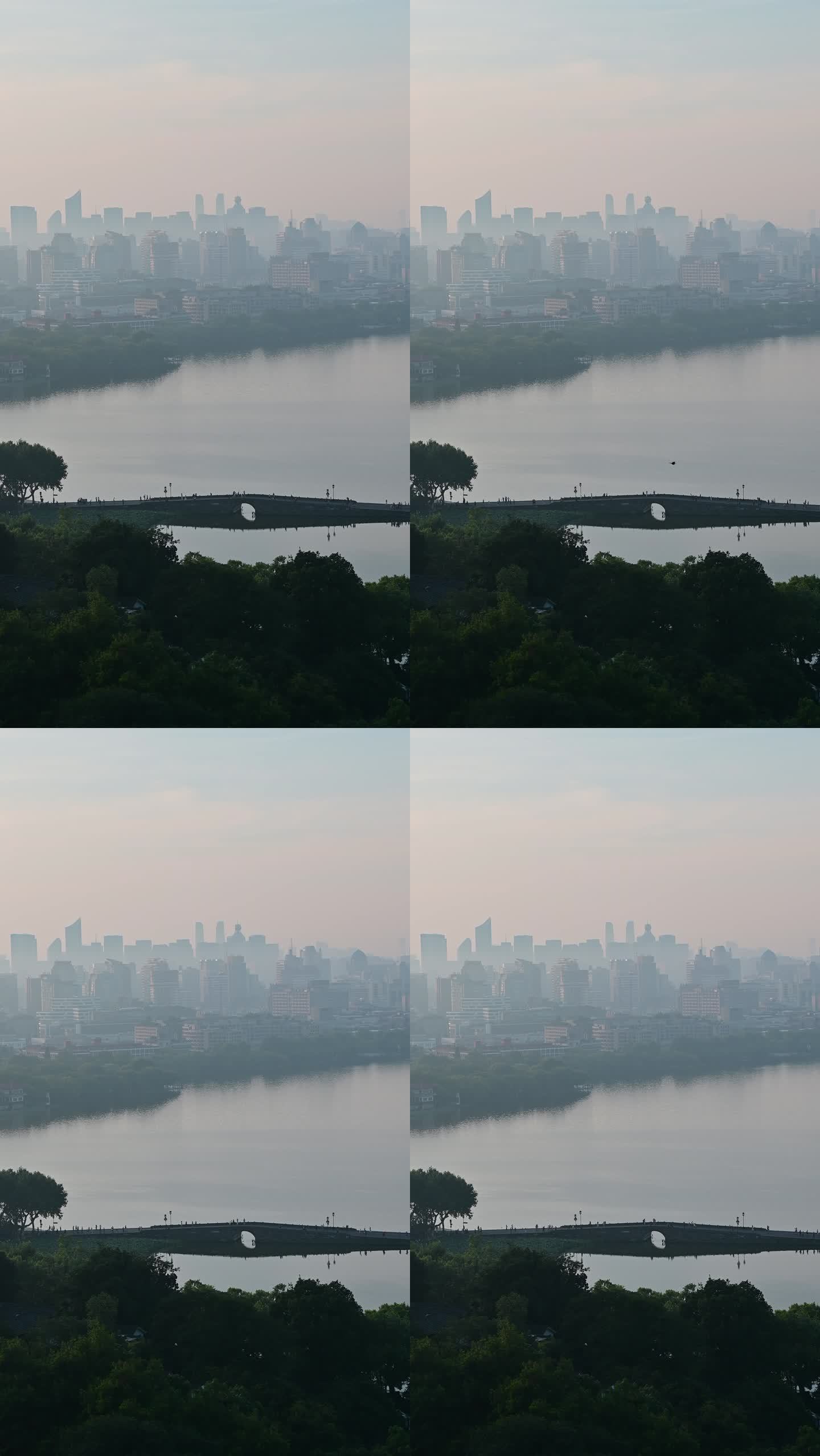 杭州西湖清晨断桥竖拍