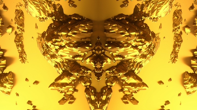 【4K时尚背景】黄金浮雕3D空间立体图形
