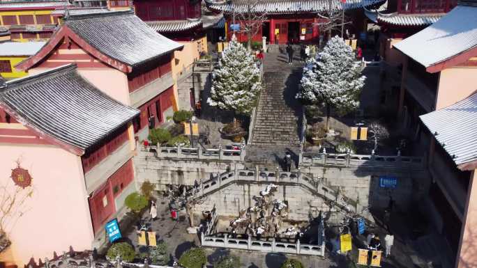 航拍南京鸡鸣寺雪景