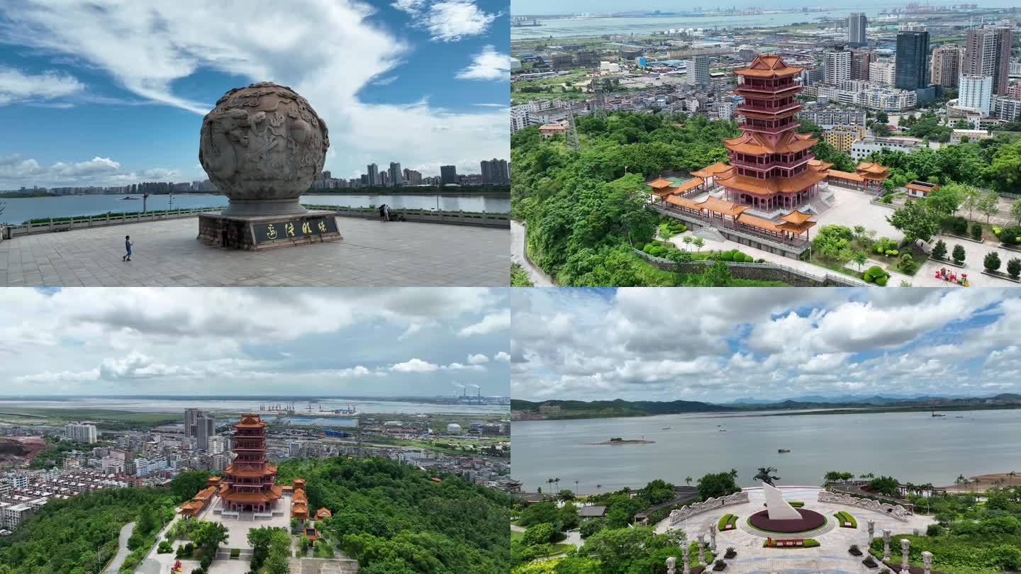 广西防城港标志性建筑航拍