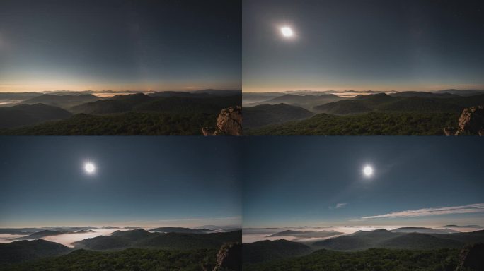 4K哈尔滨星空兴安岭流星雨月出云海延时