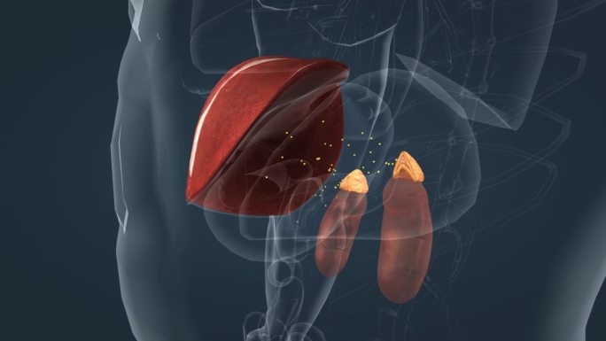 医学人体器官内分泌系统肾上腺素肝脏动画