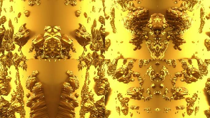 【4K时尚背景】黄金浮雕旋转空间立体图形