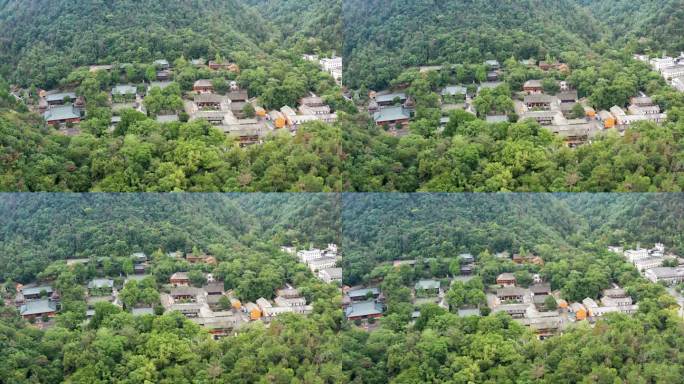 台州天台国清寺风景区建筑风光鸟瞰航拍