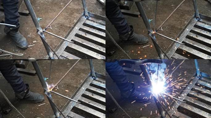 实拍电焊工人施工工作 (1)