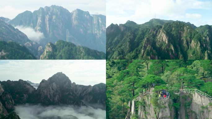 黄山猴子观海迎客松