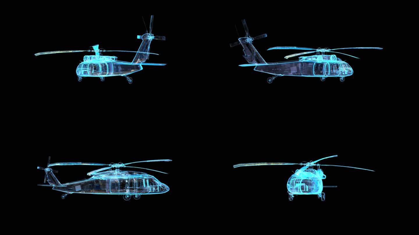 科技全息直升飞机透明通道素材