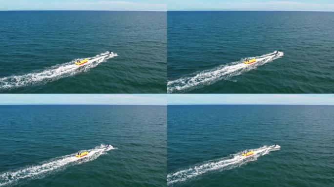 三亚海上娱乐香蕉船4K航拍