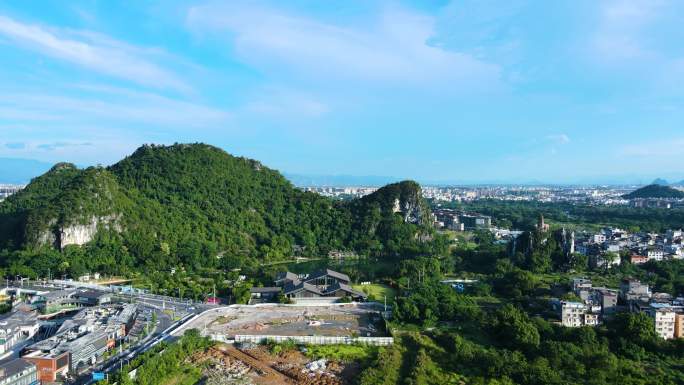 桂林山水自然风光风景航拍穿山塔山公园