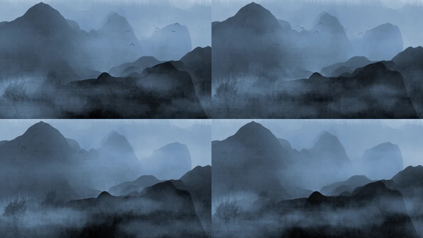 云雾缭绕水墨山峰-11循环