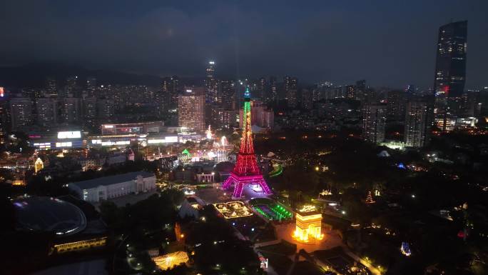 南山区世界之窗夜景航拍