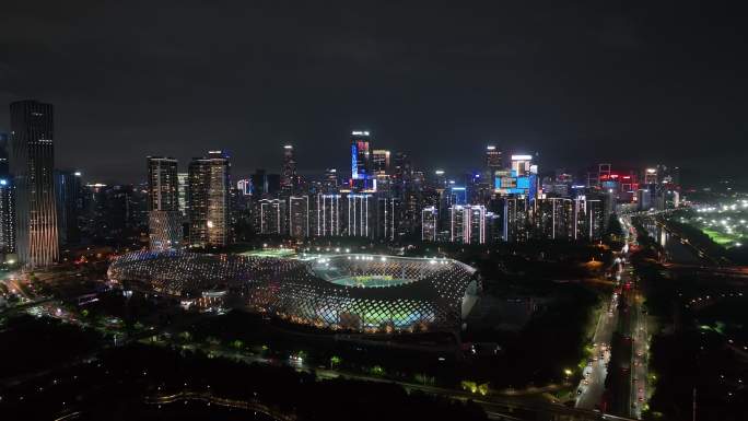 南山区春茧体育馆夜景航拍