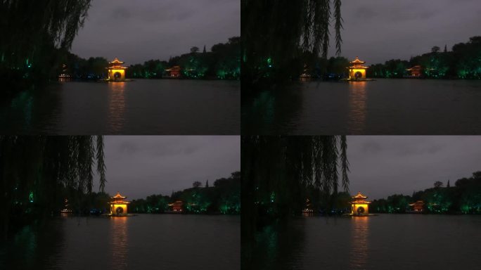 扬州瘦西湖钓鱼台河流夜景景点