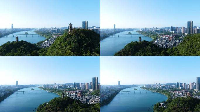 柳州柳江青山绿水山水风景蟠龙山航拍