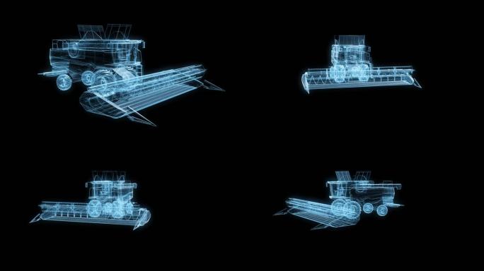 透视全息农用收割机透明通道素材