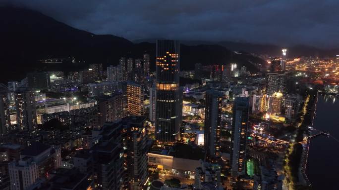 盐田区凯悦酒店夜景航拍